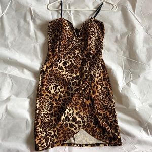 V-neck Leopard Print Dress